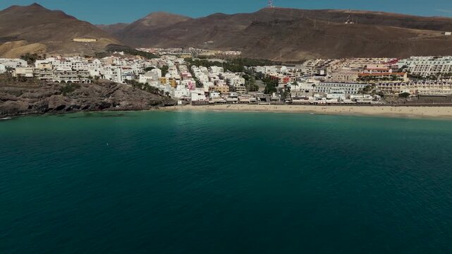 Aerial View of Morro Jable and Jandia Coastline in Fuerteventura Canary Islands
