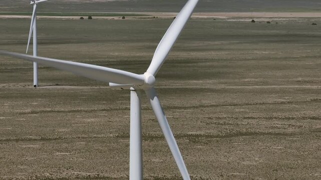 Wind Turbines in Oper Desert Drone Aerial View