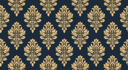 Fototapeta premium Decorative classic damask pattern with stylized flowers and scroll elements