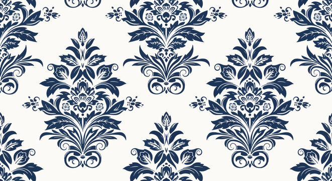 Vintage style damask pattern with detailed botanical motifs and symmetry