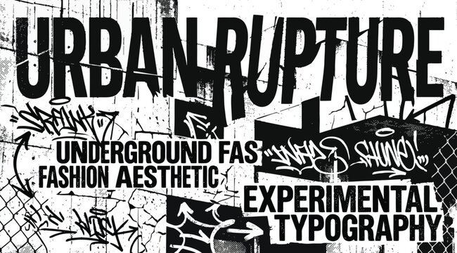Urban rupture experimental typography and graffiti street fashion aesthetic