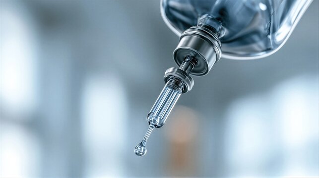 Intravenous drip bag with saline solution in hospital setting. Hantavirus treatment concept. Medical equipment for patient hydration and medicine administration in clinic environment.