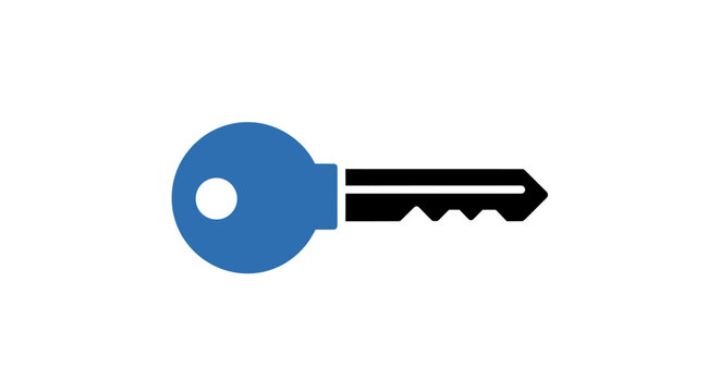 A single blue metal house key.