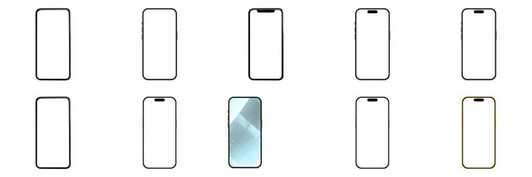 Set collection of phones on transparent background