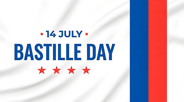 Bastille day july 14th with french flag colors and stars, national hol
