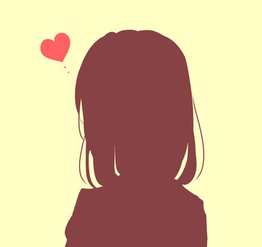 ゆるい女子学生　恋　シルエット