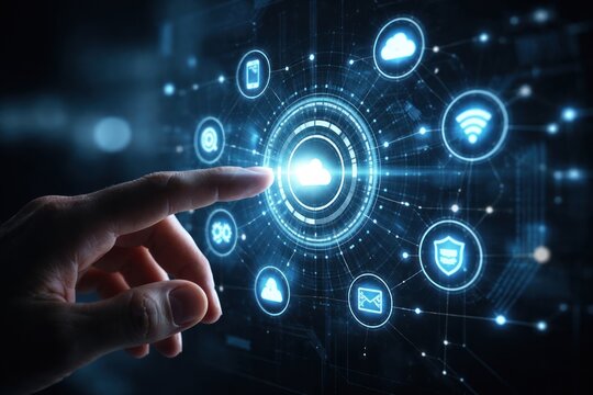 Futuristic digital technology interface illustration.