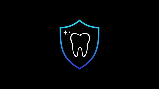 Dental protection shield vector animation with alpha channel 4K