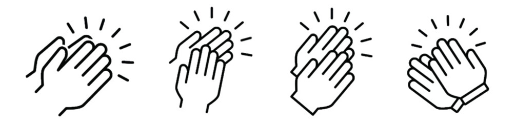 Fototapeta premium Clapping hands icon set, simple line art style for applause