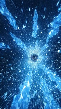 Frozen Blue Particle Tunnel Winter Abstract Vertical Video