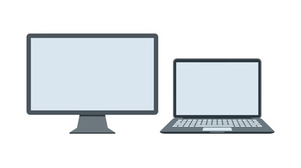 Fototapeta premium Vector illustration of computer monitor and laptop