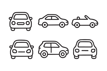 Fototapeta premium Car line icons set various vehicle types on white background