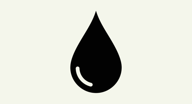 Black Teardrop Shape Water Droplet Icon.