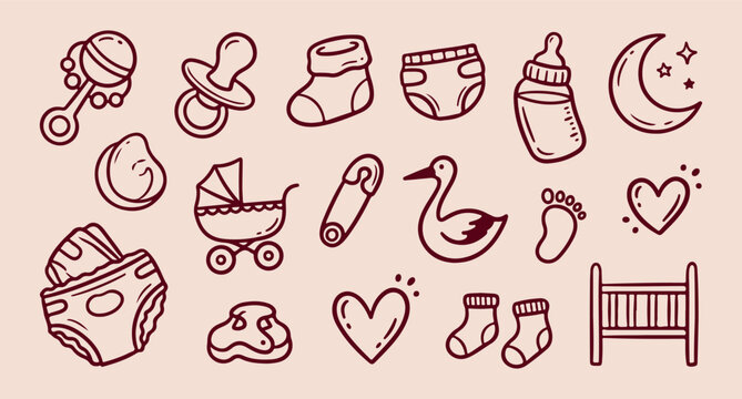 baby arrival pattern, newborn nursery icons, cute infant accessories, maternity pregnancy theme, childhood growth items, minimal line art, vector background design
baby, arrival, pattern, newborn, nur