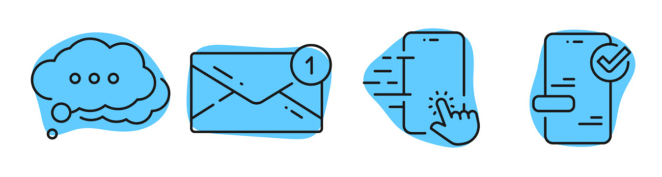 Messaging and notification icons showing chat, email, and mobile actions. Editable stroke