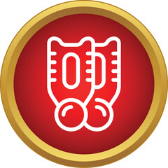 Diving flippers in a red and gold circular icon representing water sports © ylivdesign
