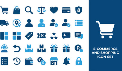 E-commerce and shopping icon set vector graphic with diverse icons © Iconesia Studio