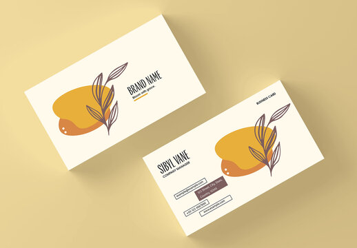 Minimal Botanical Business Card Template With Elegant Abstract Shapes