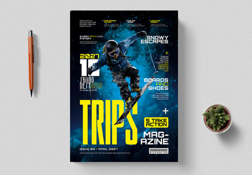 Skateboarding Cover Magazine Template Layouts