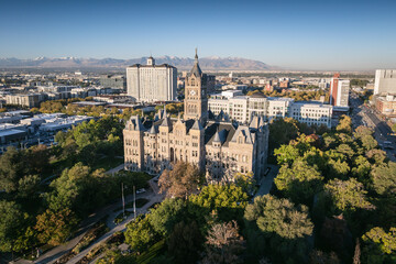 Fototapeta premium Aerial view of Salt Lake City Hall, Utah, USA