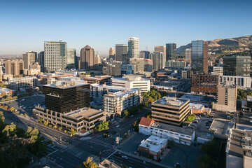 Fototapeta premium Aerial view of the skyline of Salt Lake City, Utah, USA.