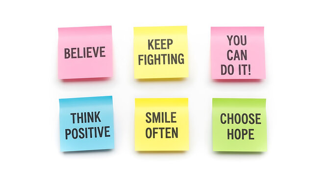 Colorful motivational message cards with positive affirmations in pastel shades