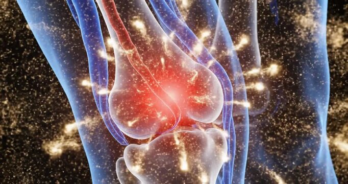Knee joint pain and inflammation.