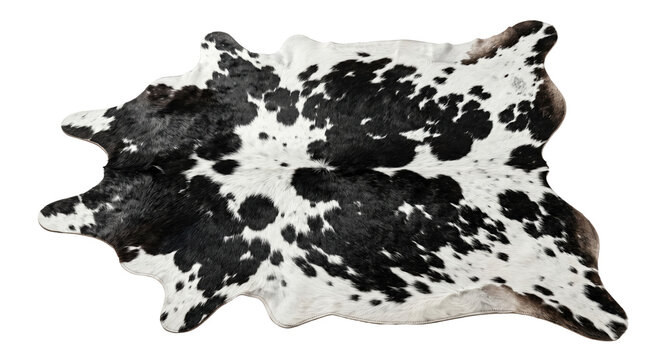 Natural black and white spotted cowhide rug pelt