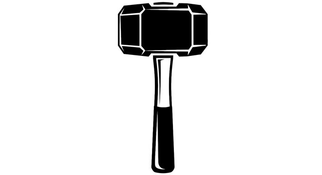Black and white hammer tool icon.