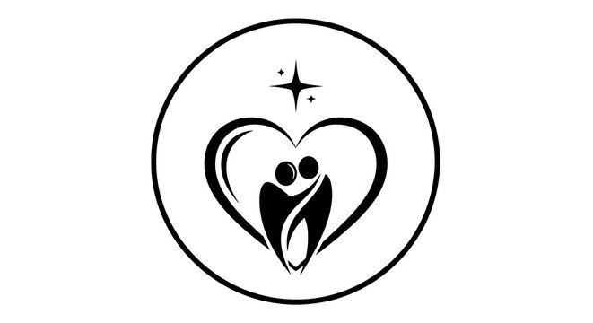 Black and white heart love symbol.
