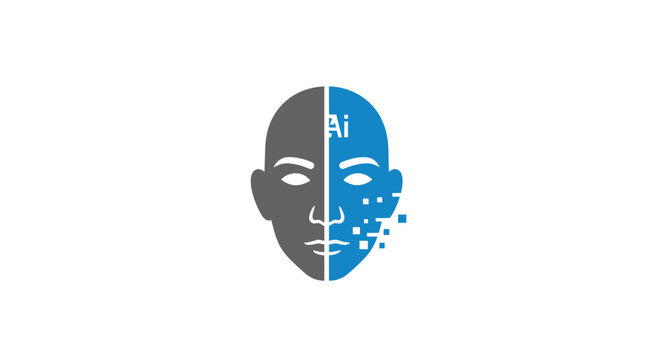 A conceptual illustration of a digital human face split into two distinct halves