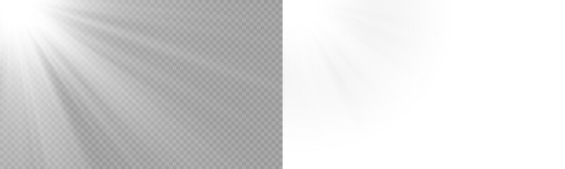 Fototapeta premium Yellow Sunlight Bright Glow Isolated. Png overlay Sun isolated