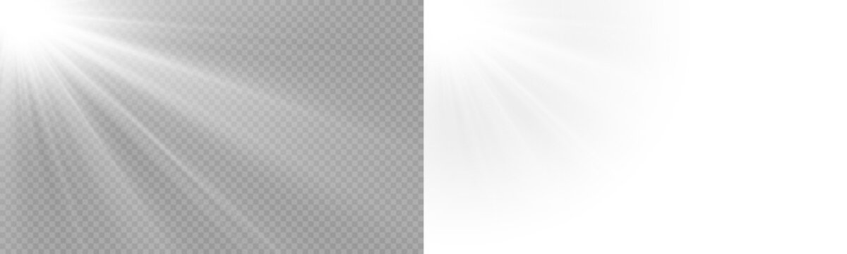 Yellow Sunlight Bright Glow Isolated. Png overlay Sun isolated
