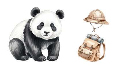 Cute watercolor panda safari illustration vector style © Ziten