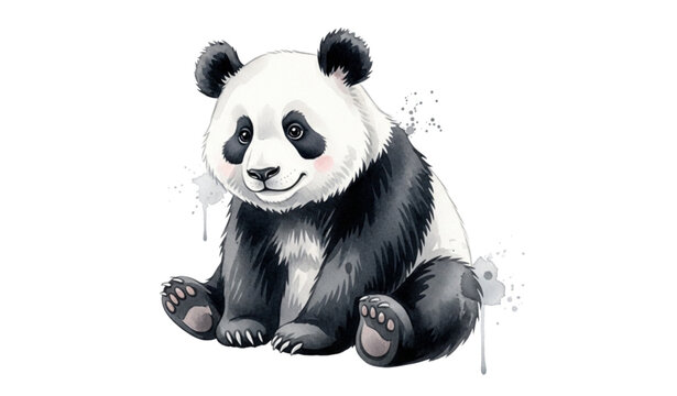Modern cute panda watercolor wildlife vector design