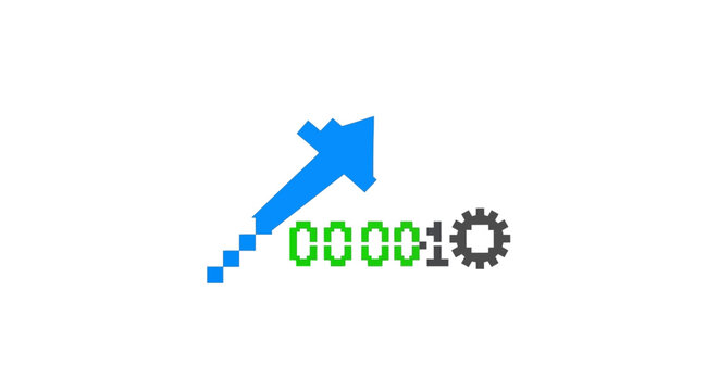 Blue Arrow Gear Code Symbol.