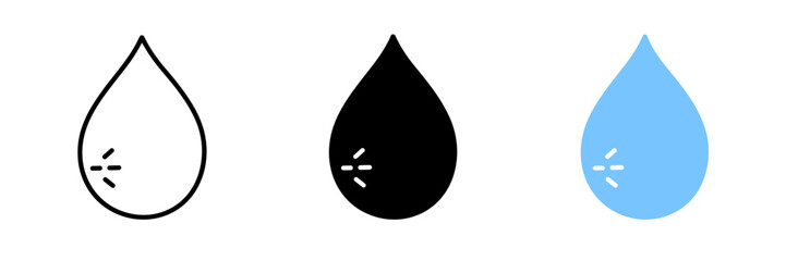 Fototapeta premium Set of three water drop icons with different styles and colors
