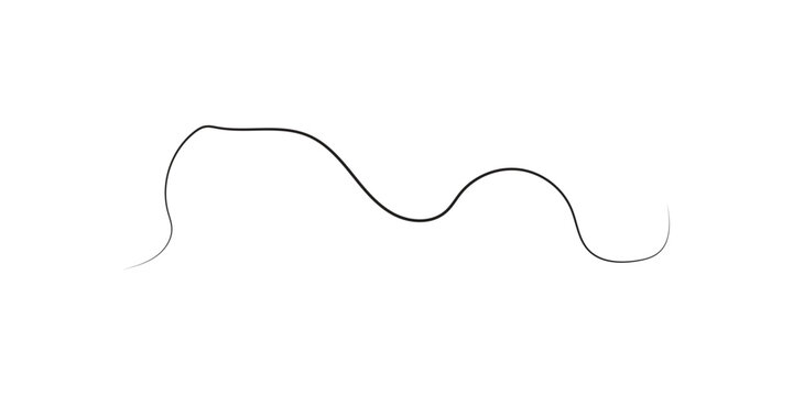 A single strand of dark hair with a wavy shape on a white background.