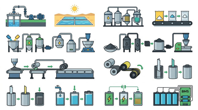 Industrial Manufacturing Process Diagrams Collection.