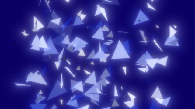 Scattered geometric triangle forms creating dynamic spatial depth
