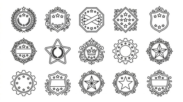 Collection of Decorative Vintage Emblem and Badge Designs.