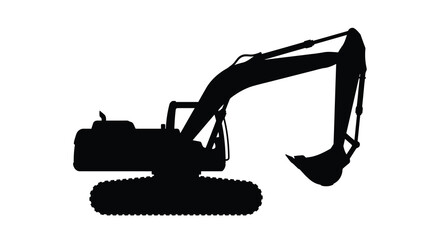 excavator silhouette on white background © Nazrul