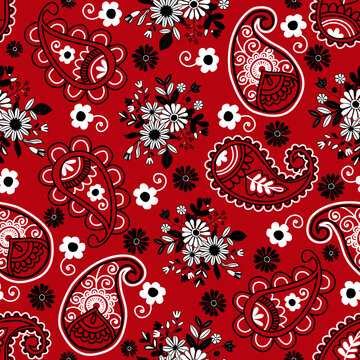 Paisley seamless pattern with floral motifs ,Traditional seamless paisley pattern. Indian floral ornament.Vector seamless paisley floral pattern ,Vintage floral background