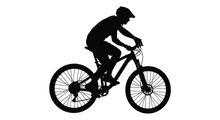 Fototapeta premium mountain biker silhouette on white background