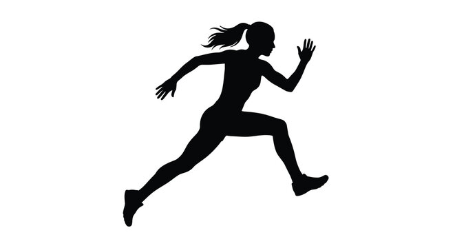 running woman silhouette against white background
