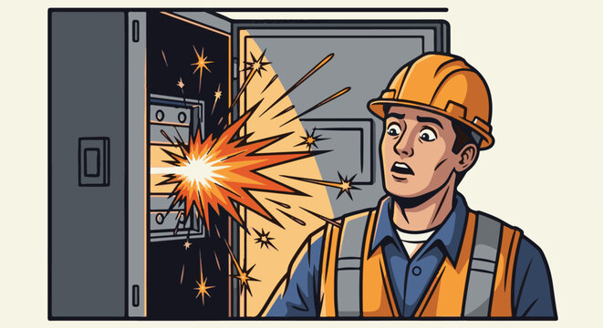 Worker startled by electrical panel explosion