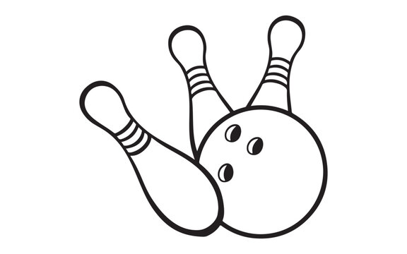 Bowling Game Icon Set &ndash; Ball and Pin Sport Silhouette Vector Collection Illustration Web