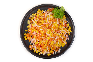 Crab Salad with Corn and Carrots, isolated on white background © GSDesign
