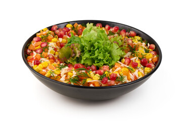 Colorful Salad with Pomegranate, Corn and Lettuce, isolated on white background © GSDesign
