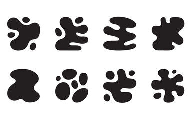 Fototapeta premium Organic imperfect blob shapes vector set, minimal abstract fluid forms, monochrome isolated on white background